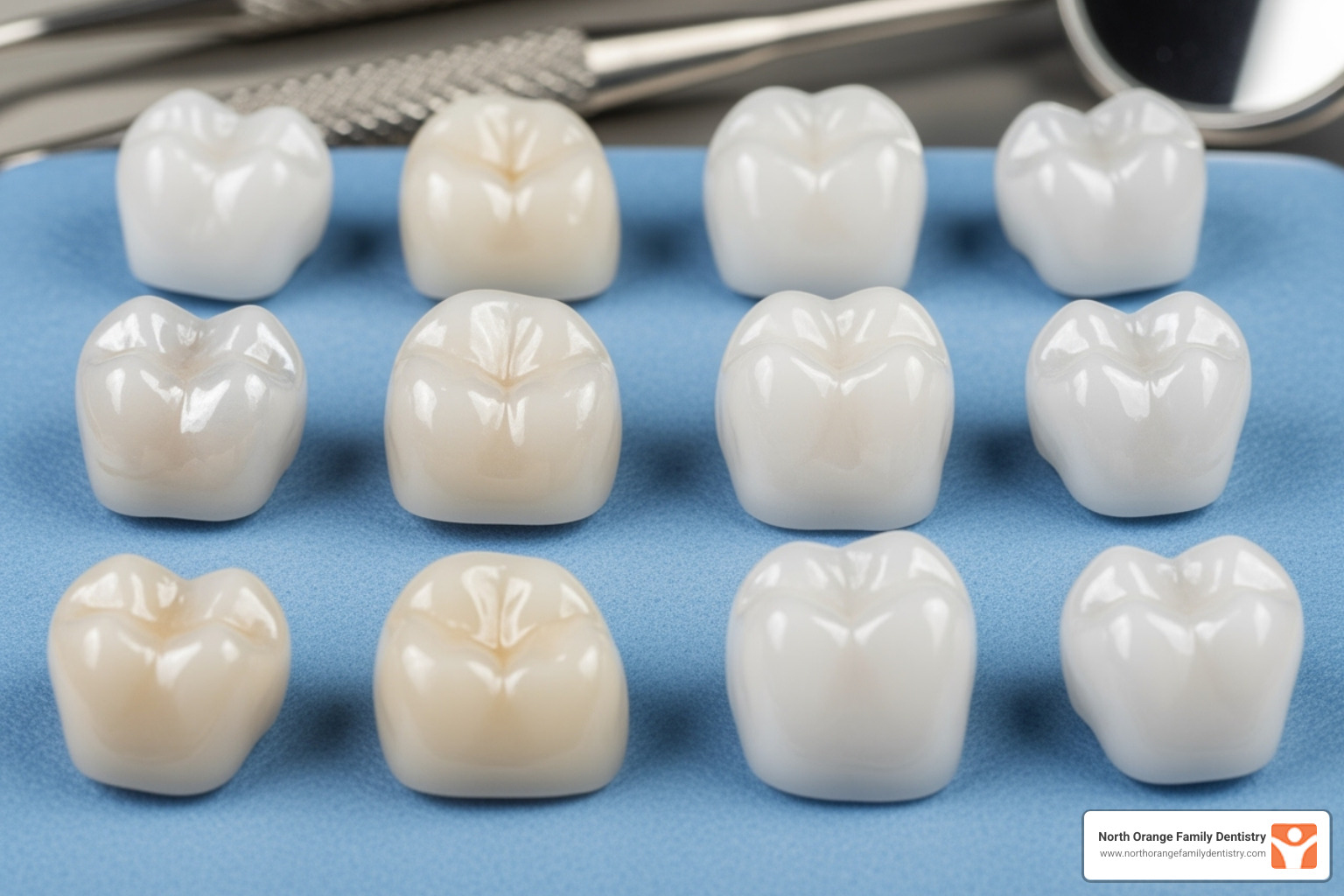 different types of dental crown materials like porcelain and zirconia - dental crowns and bridges near me
