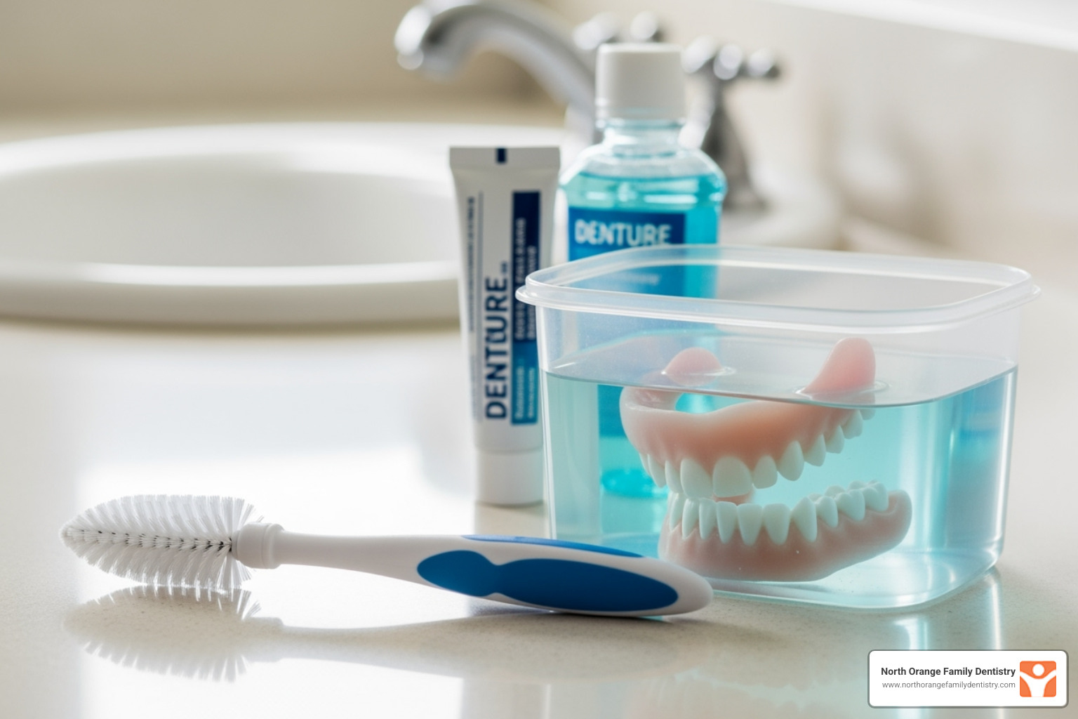 proper denture cleaning supplies like a soft brush and soaking container - denture smile proper denture cleaning supplies like a soft brush and soaking container - denture smile