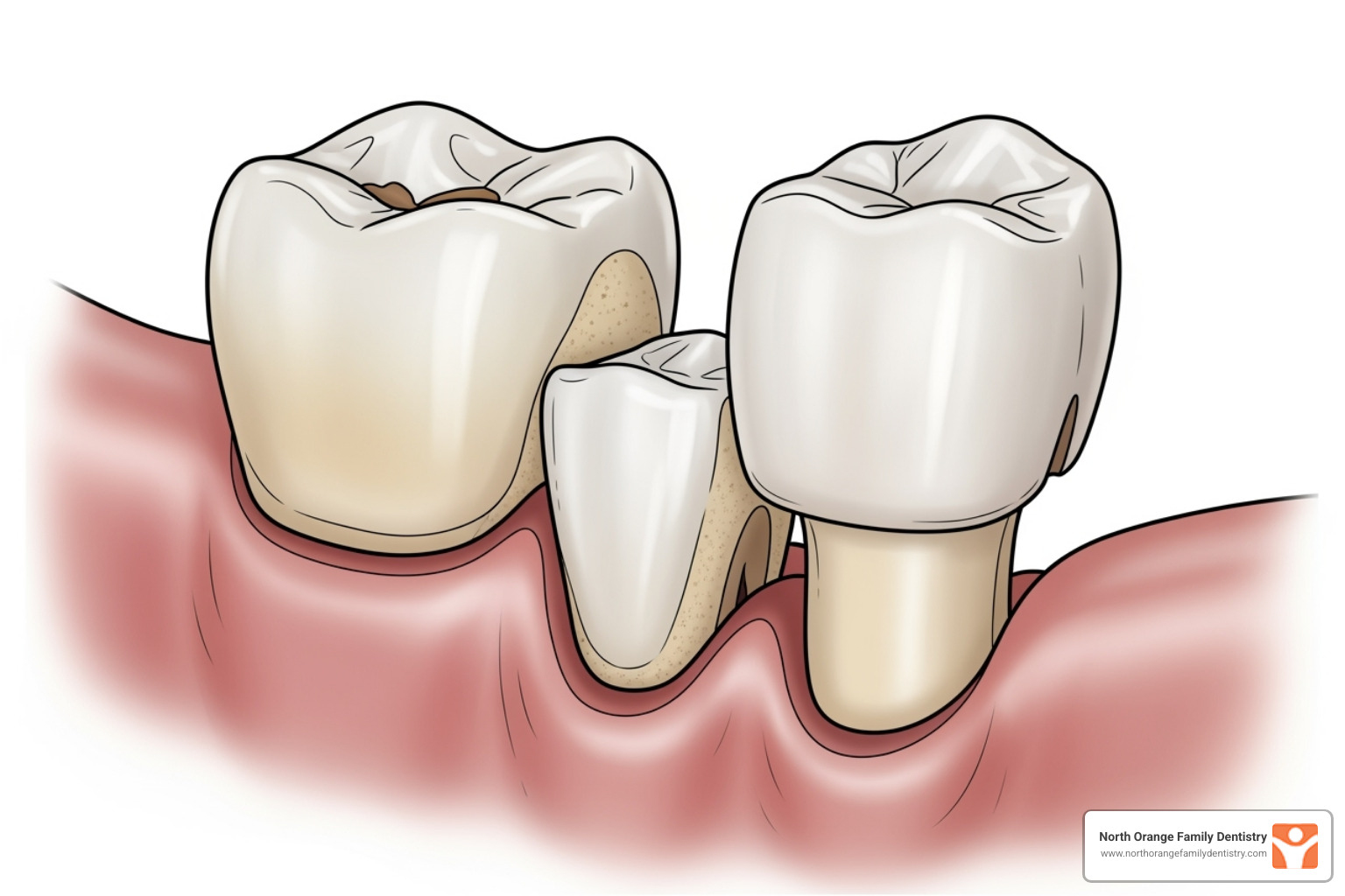 A diagram showing a dental crown being placed over a prepared tooth, illustrating how it covers the entire tooth down to the gum line. A diagram showing a dental crown being placed over a prepared tooth, illustrating how it covers the entire tooth down to the gum line.