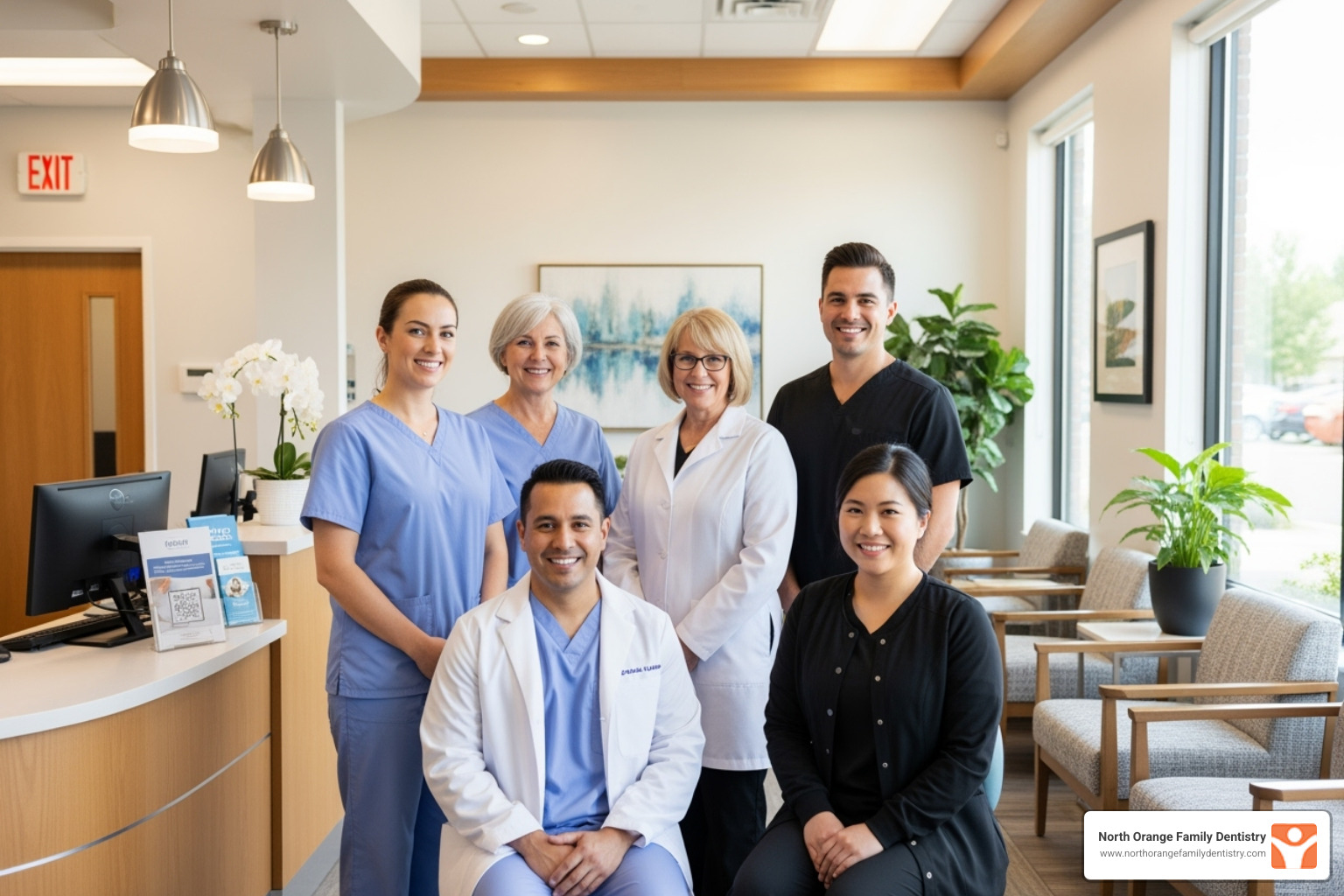 of North Orange Family Dentistry team and modern office - composite bonding price