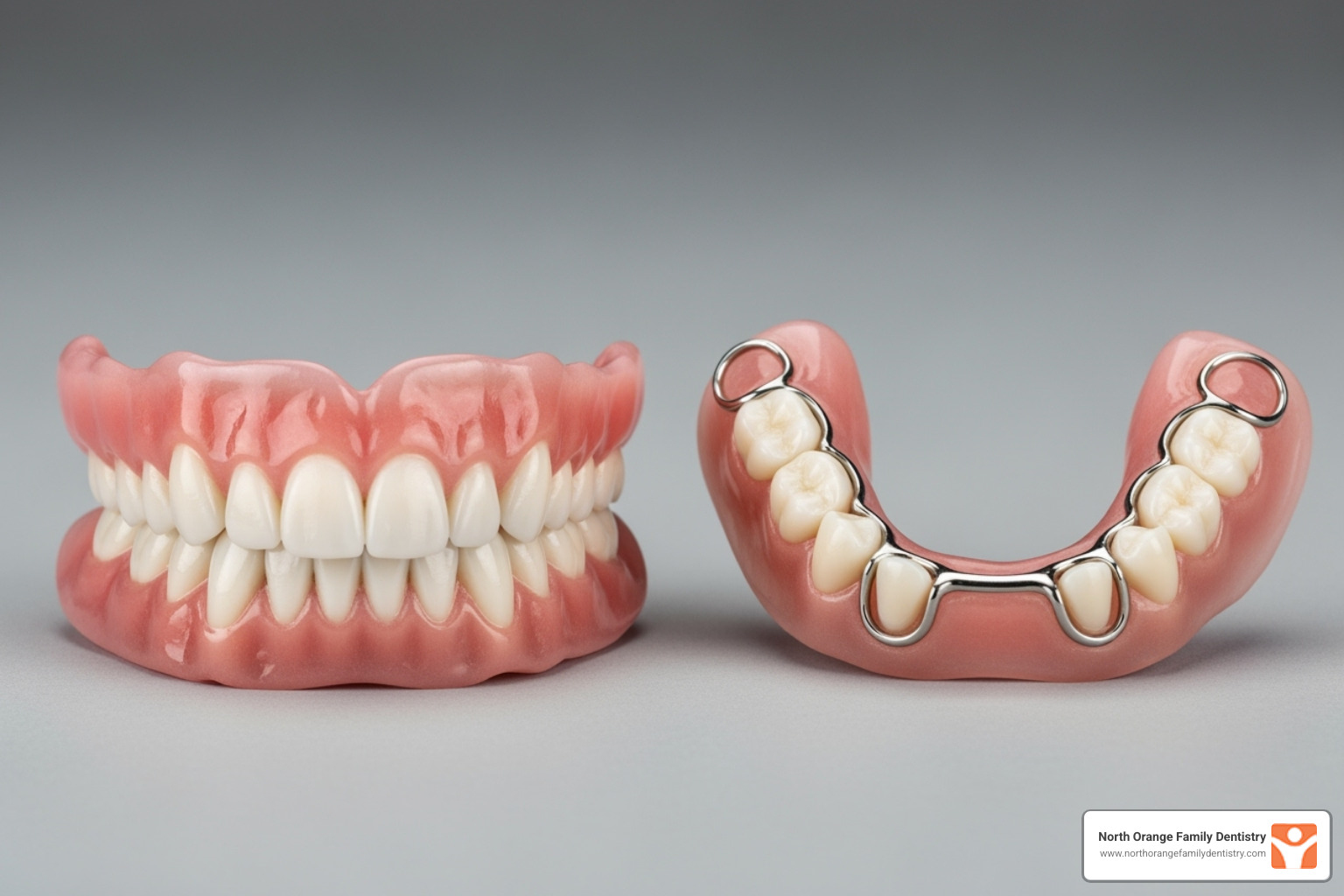 difference between a full and a partial denture - artificial teeth types