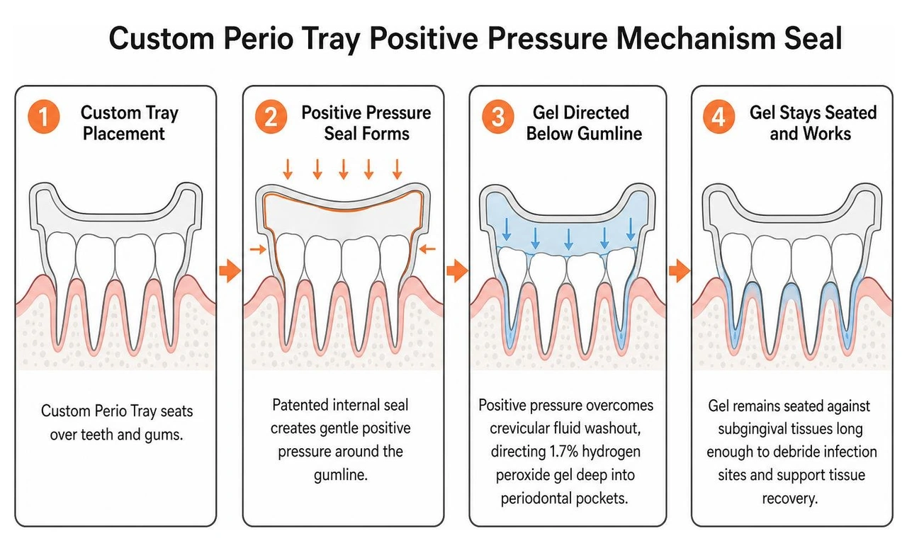 Custom Perio Tray positive pressure mechanism seal