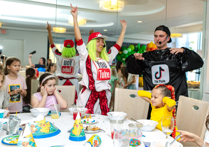 Youtube and Tiktok characters entertaining the children