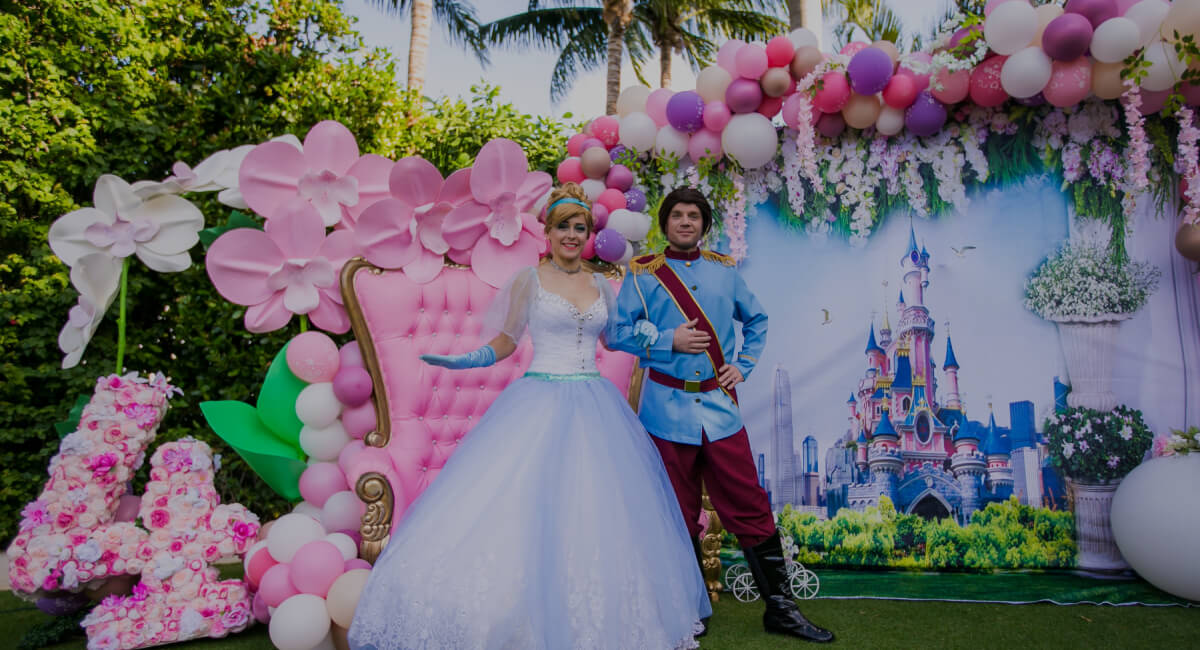 Cinderella together with her prince at a ball