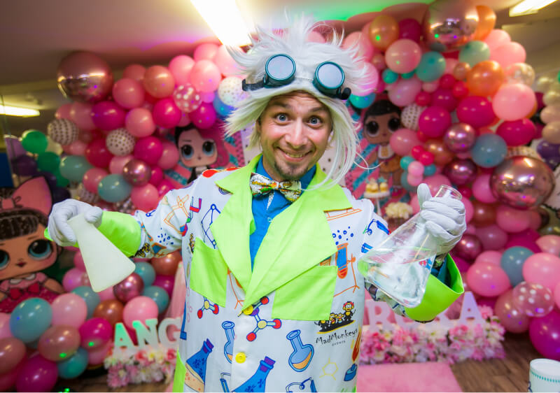 Photo of the scientist holding his tools of science