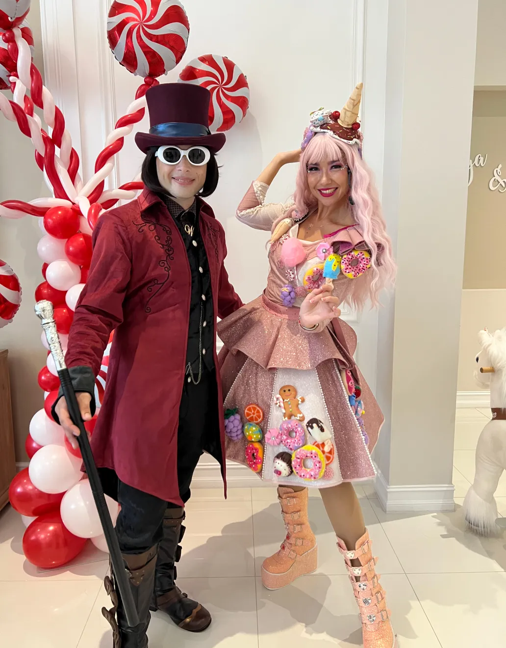 Willy Wonka and Candy girl at the chocolate factory