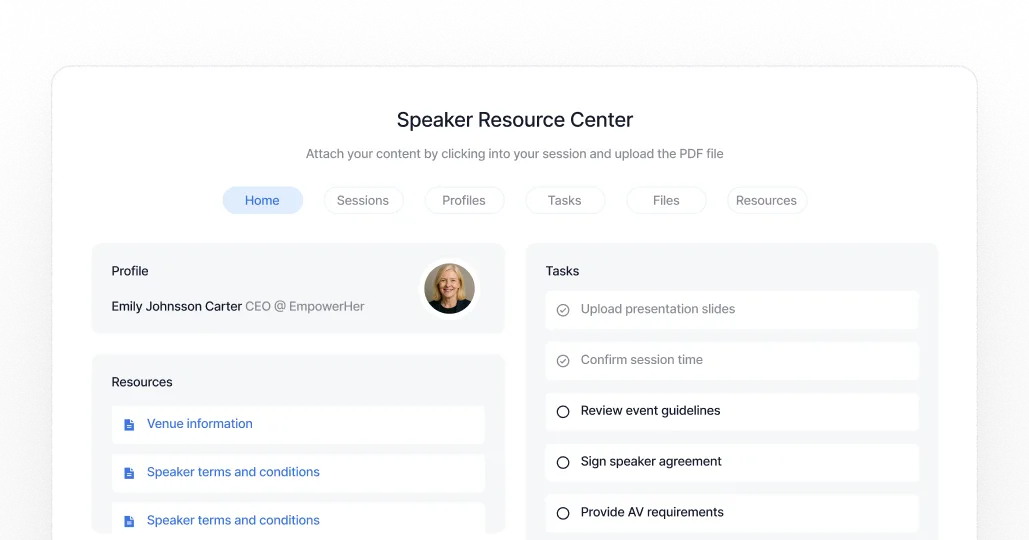 Speaker Resource Center Platform Representation