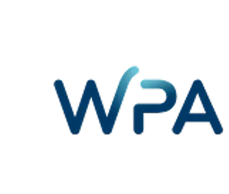 Stylized WPA acronym with a gradient blue design on a black background.