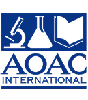 AOAC International logo with microscope, flask, and book icons above the acronym.