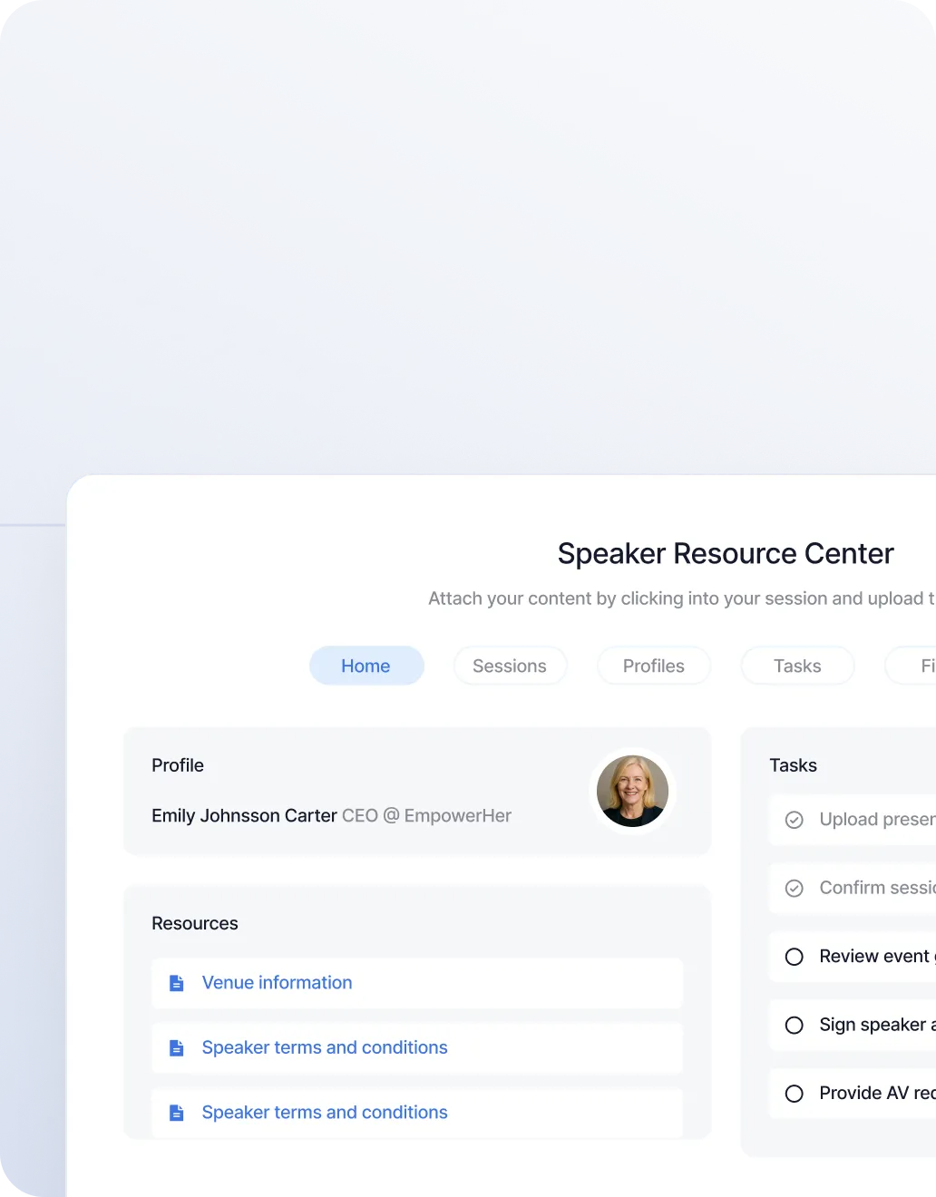 User interface showing an evaluation type selection with options for Virtual Evaluators and Assign Evaluators, and a review summary for Quinn J. Davis listing likes and dislikes with a five-star rating from 290 reviews.
