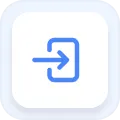 Blue arrow pointing right into an open door frame icon, representing login or sign in.