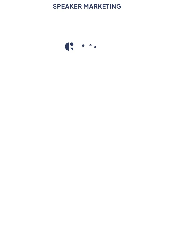 Speaker marketing section with text prompting to build a speaker brand, book more gigs, and earn more revenue, featuring a person speaking on stage.