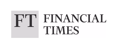 Financial Times logo with FT initials on a gray square and text to the right.