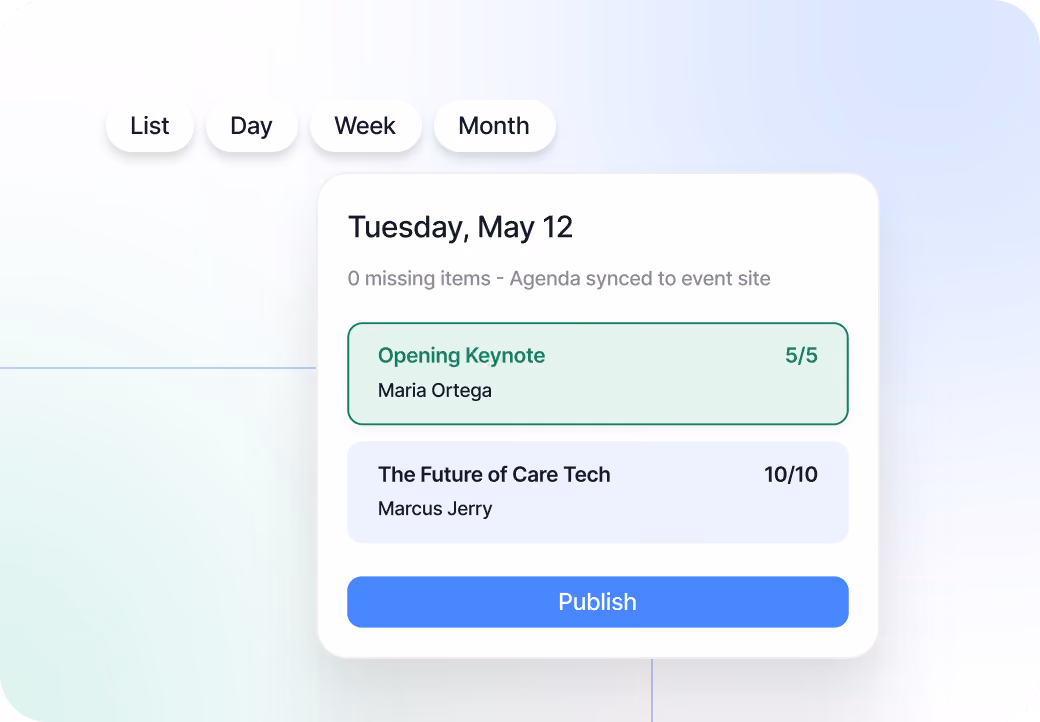 Published event agenda with confirmed session schedule
