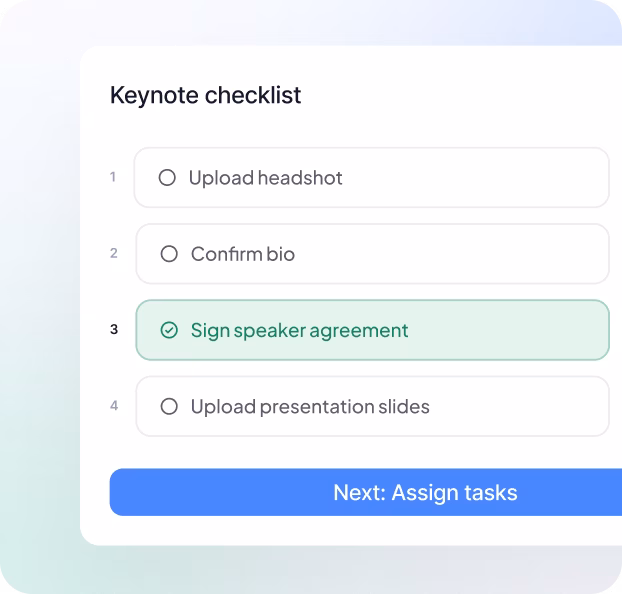 Task checklist for speaker submissions with due dates