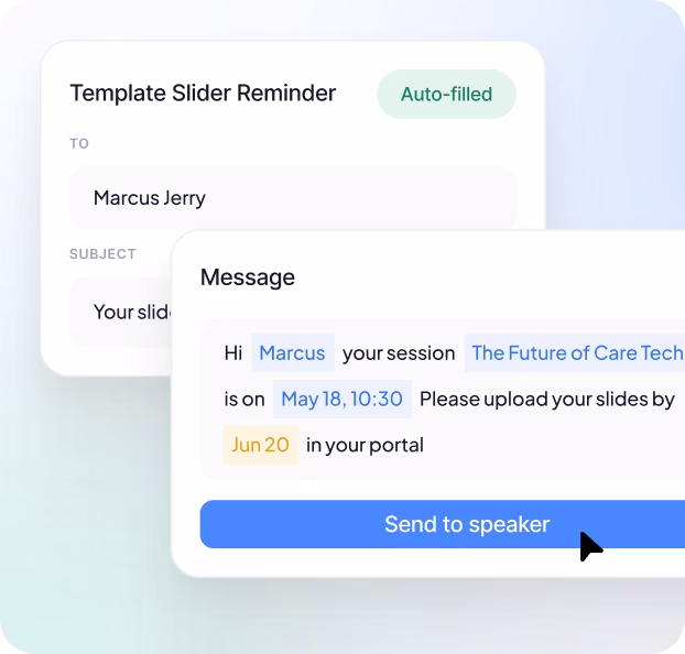 Task checklist for speaker submissions with due dates