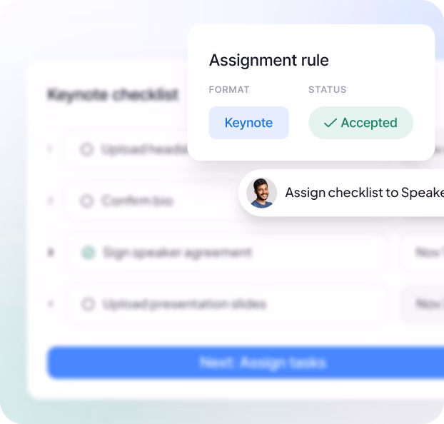 Task checklist for speaker submissions with due dates