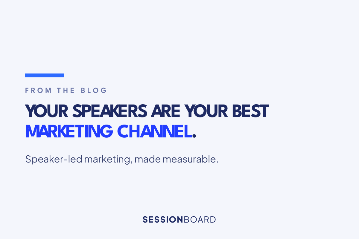sessionboard blog thumbnail speaker led marketing post 