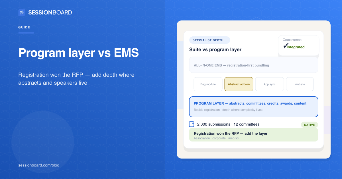 When you need a program layer, not another event management suite, Sessionboard blog