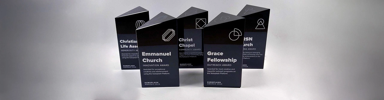 The first Subsplash Awards trophies sent to winners