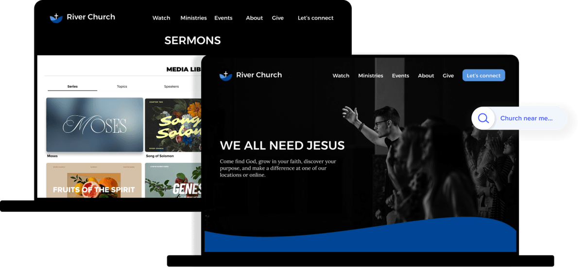 Mobile-First Church Website On Desktop And Laptop