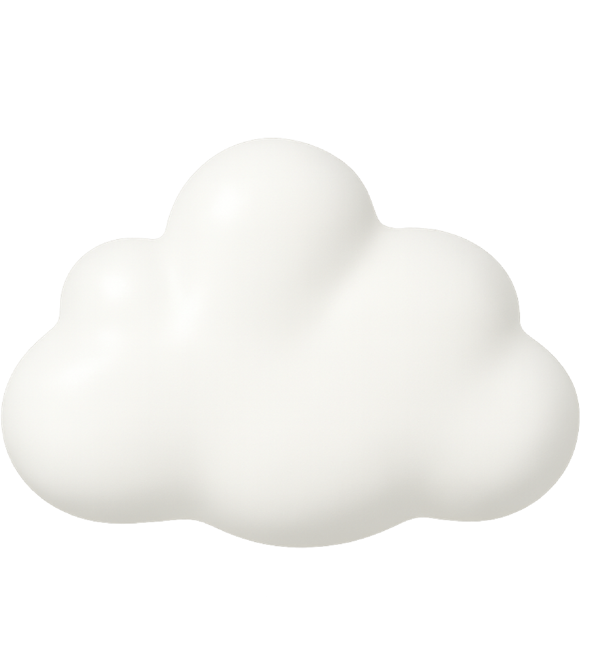 3D-rendered soft white cloud icon with rounded contours.