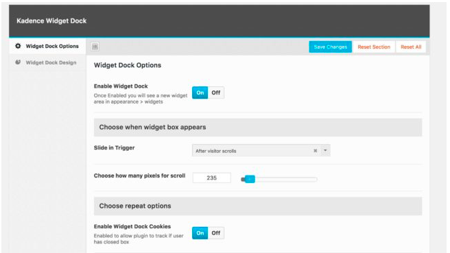 Kadence WP Widget Dock Plugin