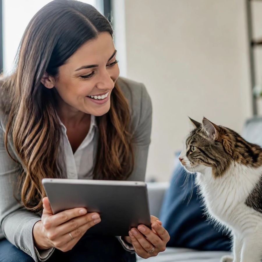 Woman at insurance company with laptop