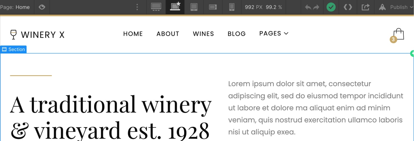 Responsive Design - Winery X Webflow Template