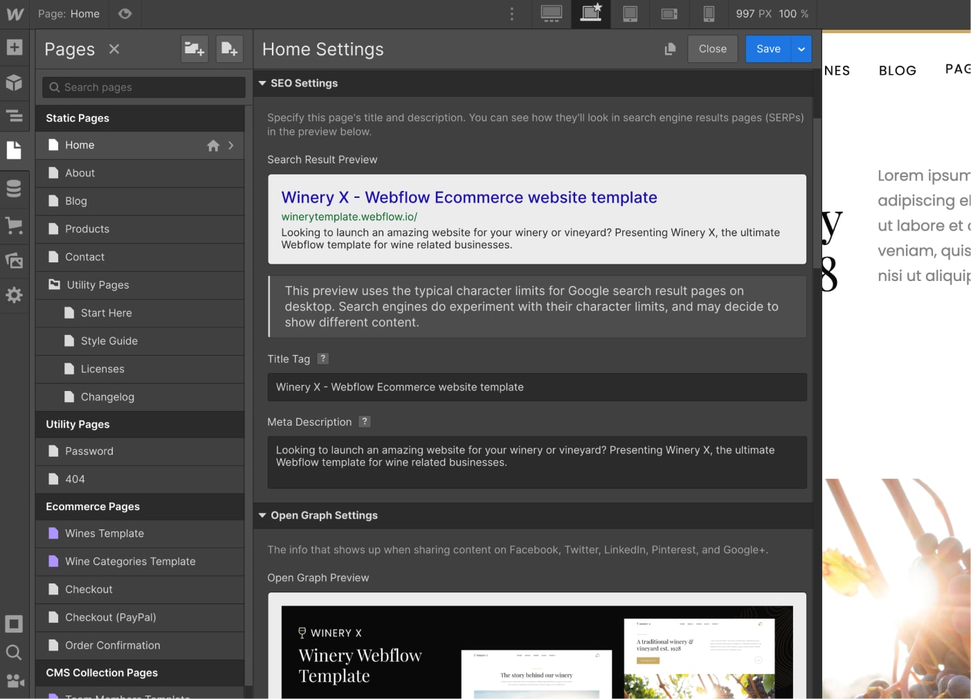 SEO - Winery X Webflow Template