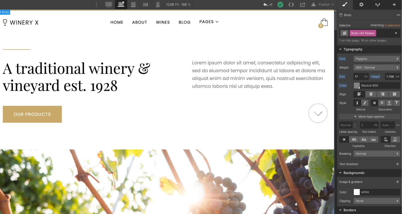 Typography - Winery X Webflow Template