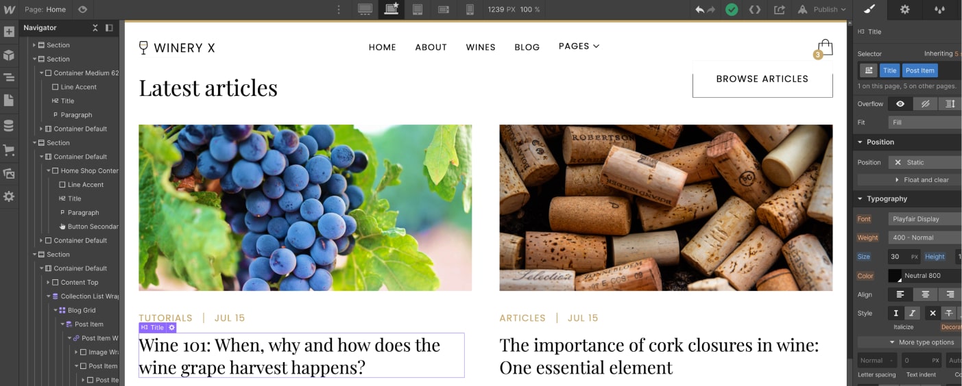 Dynamic Content CMS - Winery X Webflow Template