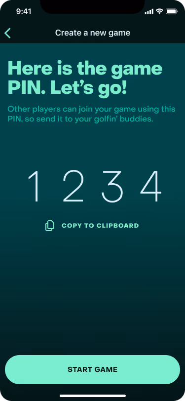game PIN parpoints screen