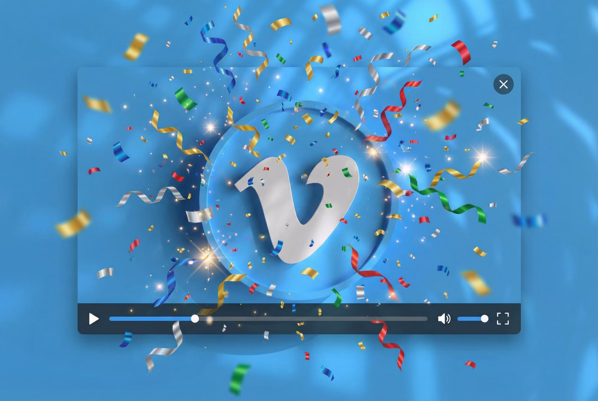 confetti over Vimeo Video playing