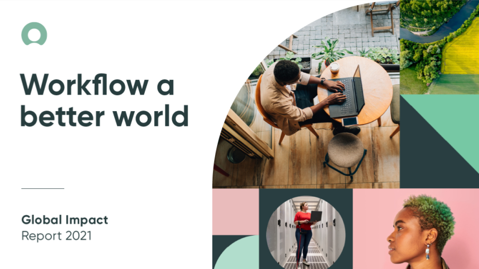 Snapshot of the Global Impact Report 2021 cover from ServiceNow