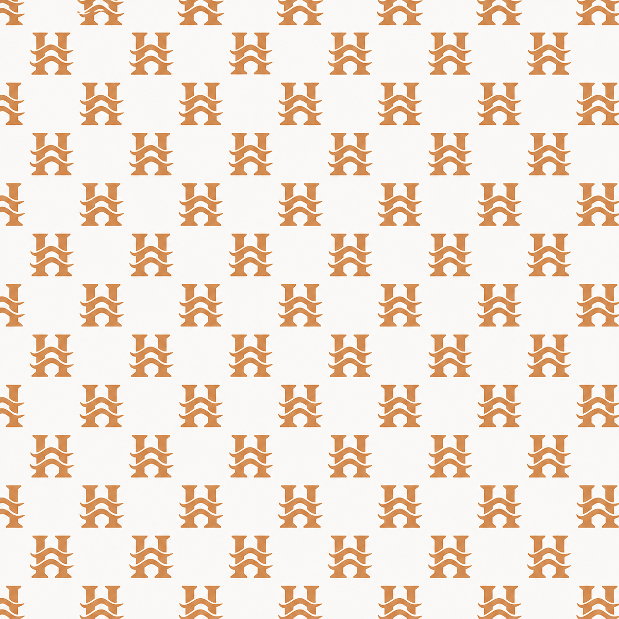Repeating pattern of the Slate Hollow S monogram in ember orange on bone