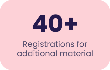 40+ Registrations for additional material