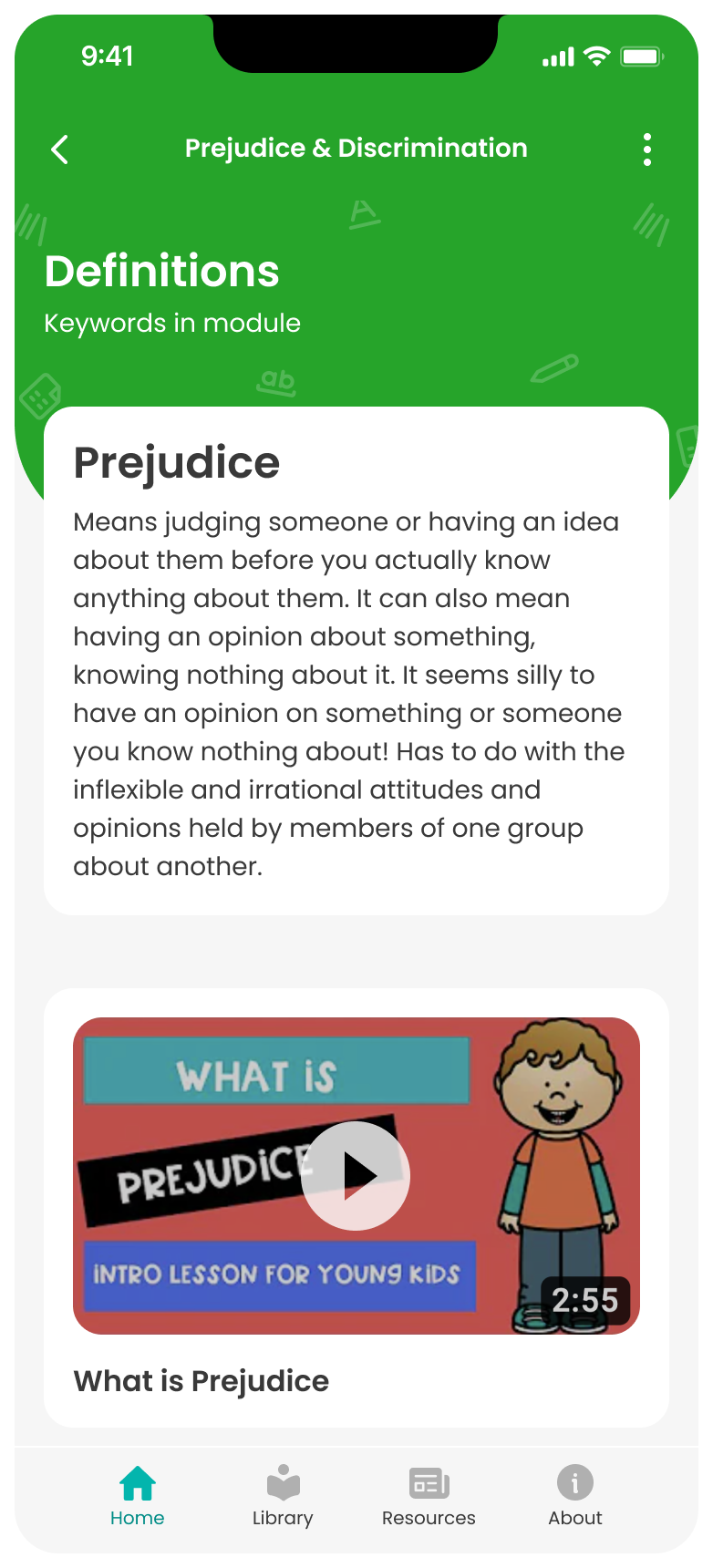 Definitions screen