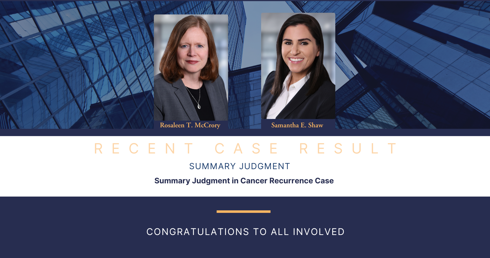 Summary Judgment in Cancer Recurrence Case
