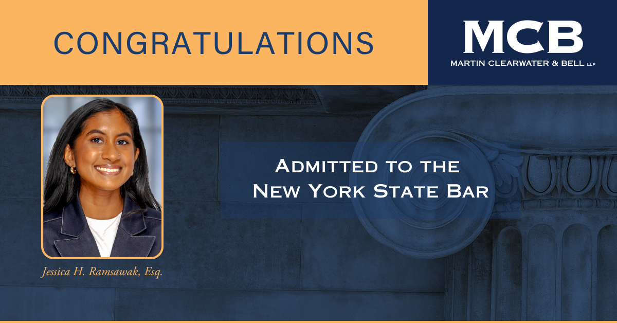 MCB Congratulates Jessica H. Ramsawak, Esq. on Her Admission to the New York State Bar