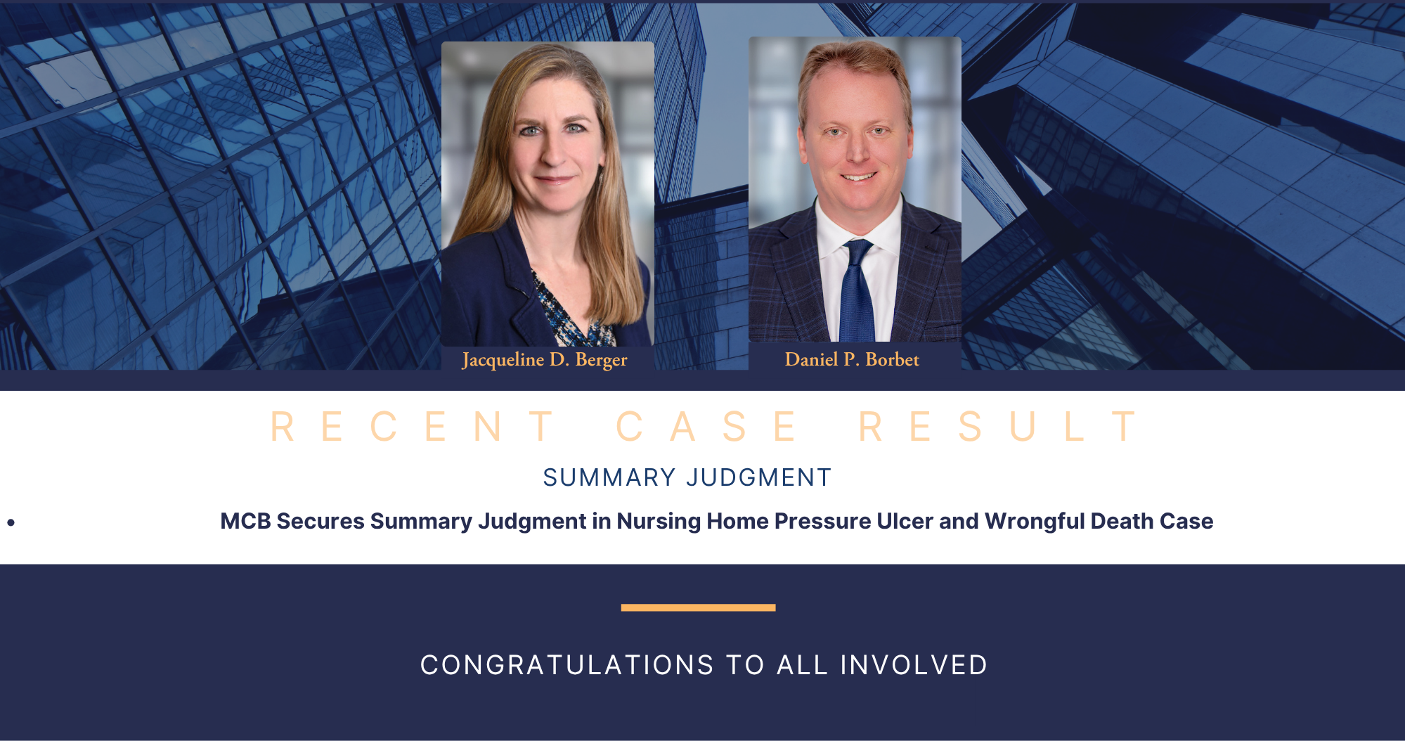 MCB Secures Summary Judgment in Nursing Home Pressure Ulcer and Wrongful Death Case