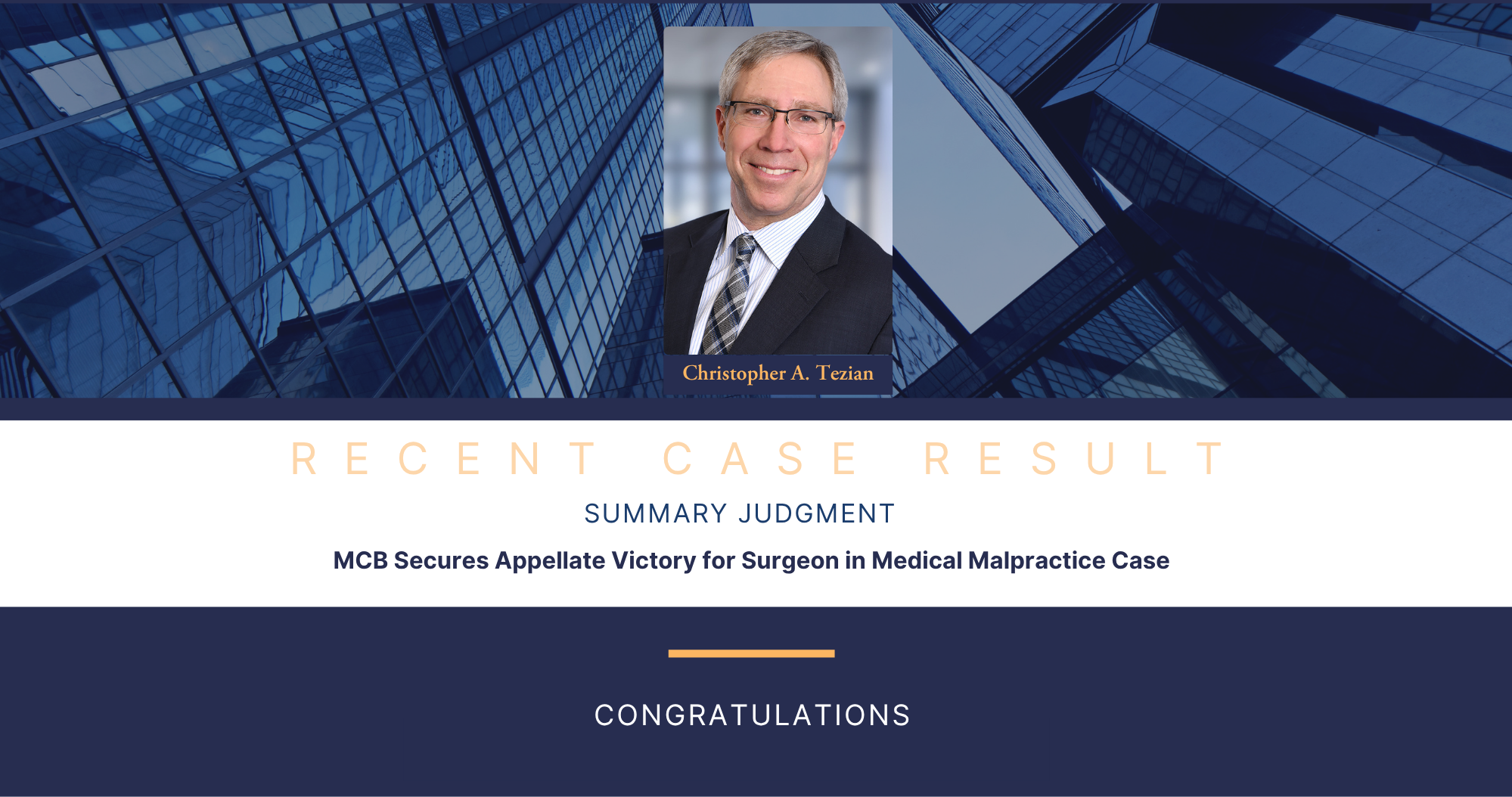 MCB Secures Appellate Victory for Surgeon in Medical Malpractice Case