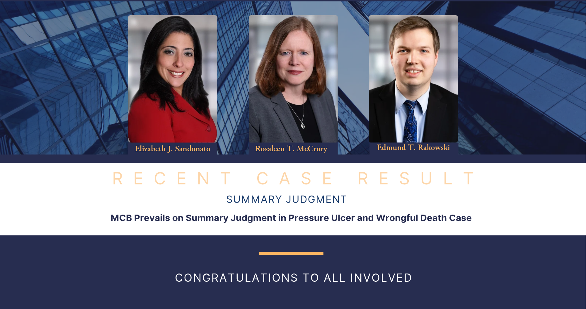 MCB Prevails on Summary Judgment in Pressure Ulcer and Wrongful Death Case