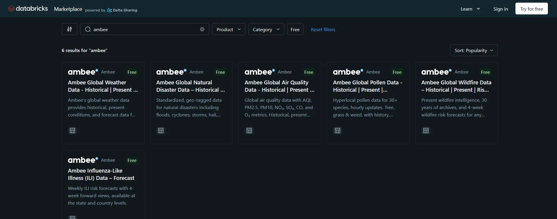 Ambee climate data suite is now on Databricks
