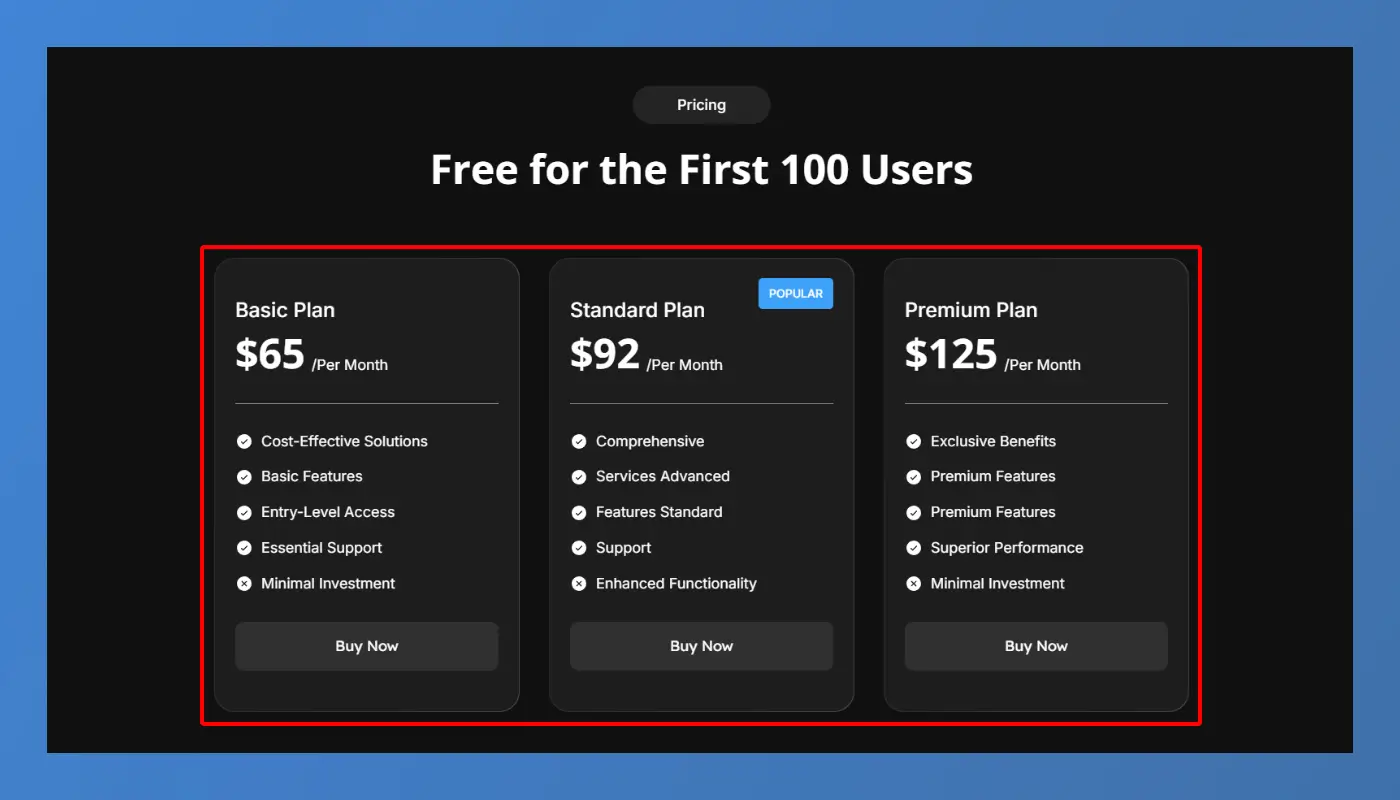 Pricing or CTA – Just Enough to Take Action