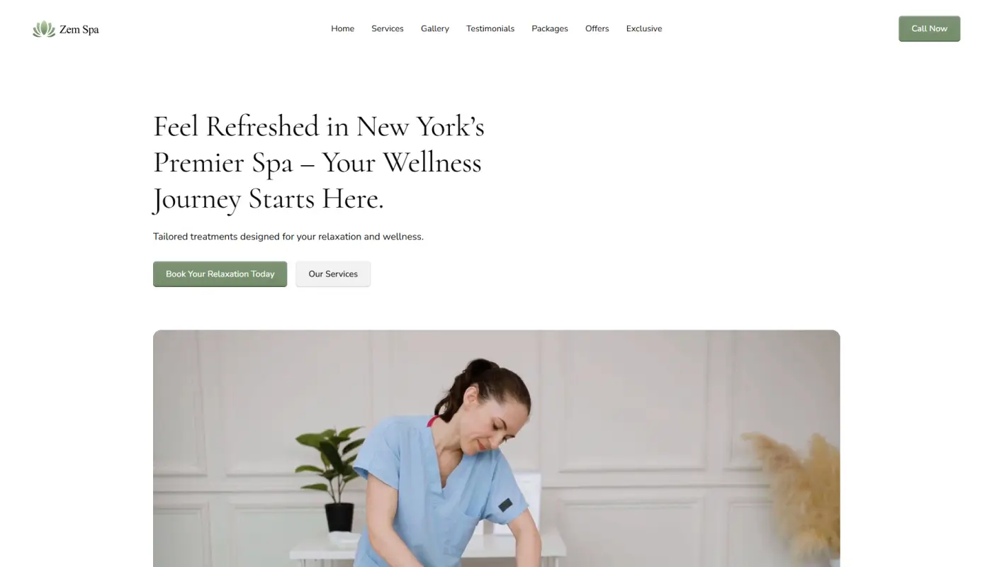 Zem Spa - Free Webflow Template