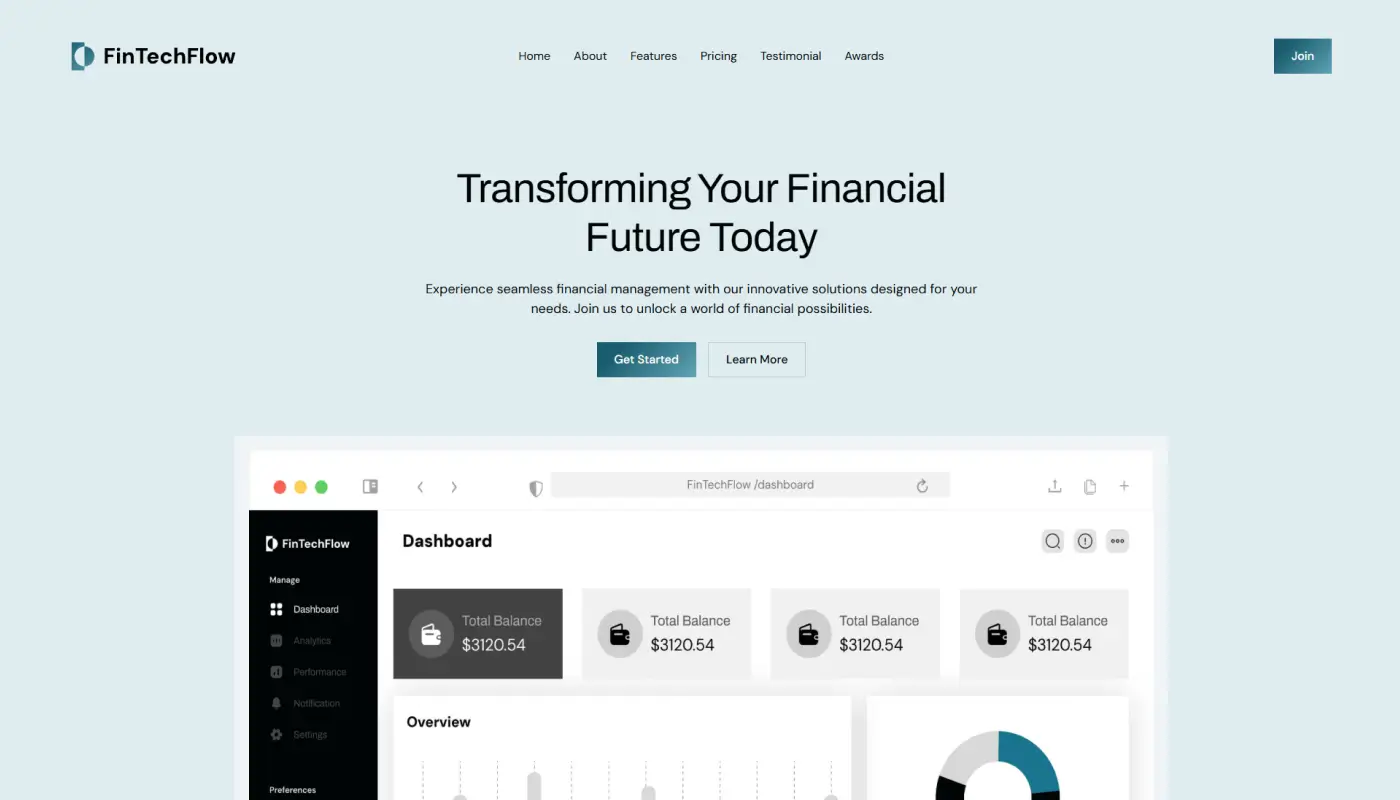 FinTechFlow - Free Webflow Template