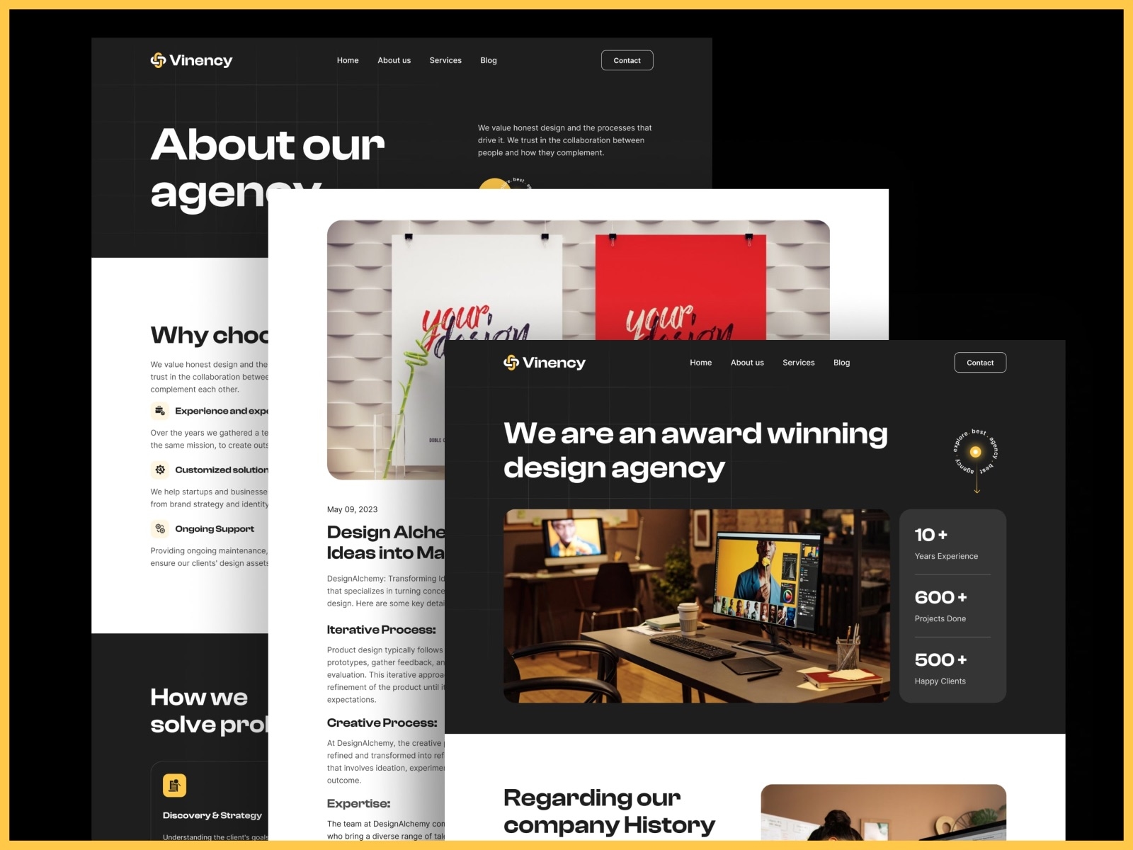 Vinency Framer Template
