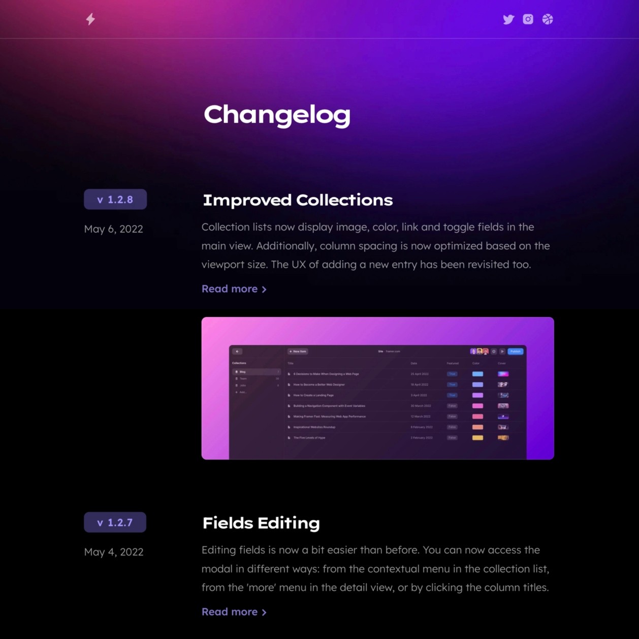 Changelog  Framer Templates