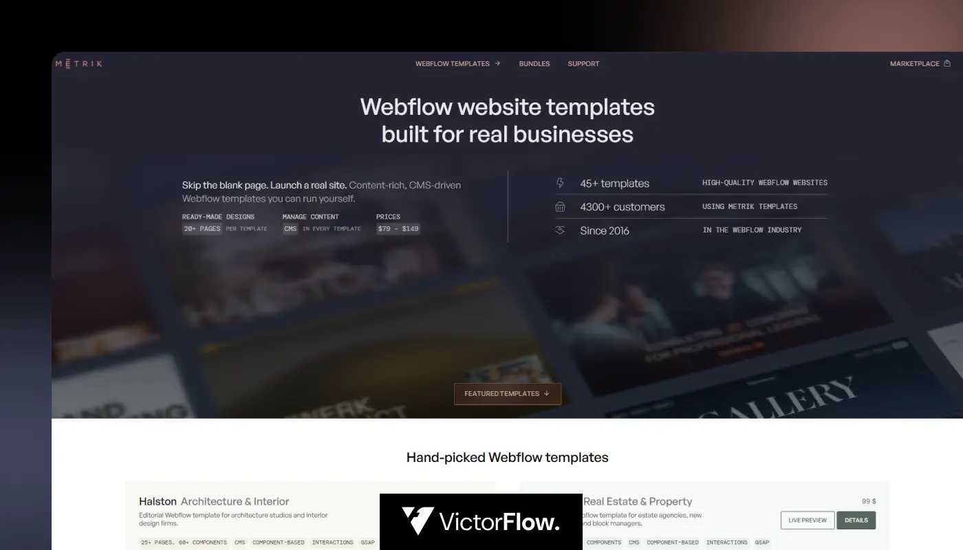 Metrik - Minimalist Webflow Design and Development Studio